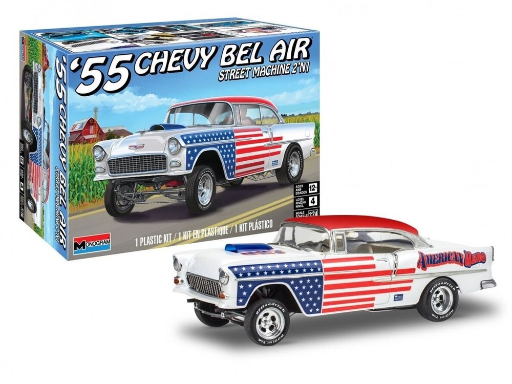 Revell 14519 1:24 55 Chevy Bel Air Street Machine 2n1 Skill 4 Model Car Kit