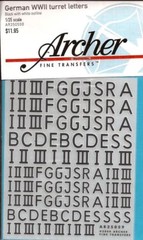 Archer German WW Turret Letters Black Transfer Decals AR35059B