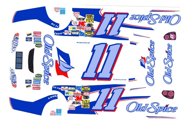 #11 Ricky Craven Old Spice Chevy 1/24th – 1/25th Scale Nascar Waterslide Decals