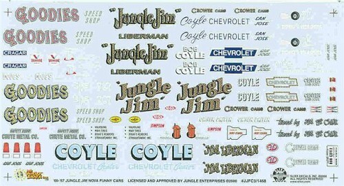 Slixx 1468 Jungle Jim Lieberman Chevy II Funny Car Drag decal