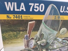 Italeri 7401 WW2 U.S. Army WLA 75 Harley Motorcycle Plastic Model Kit 1/9 NIB