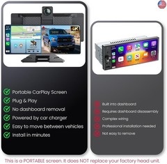 10.26″ Portable Carplay Screen for Car, 4K HD Car Stereo Touch Screen with