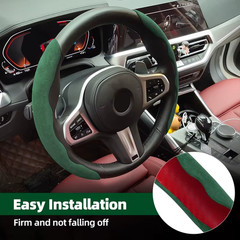 2 Pcs Snap On Car Steering Wheel Protector Cover Booster Non-Slip 15 Inces Green