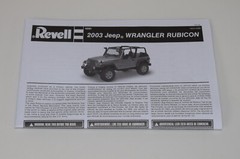 REVELL 2003 JEEP WRANGLER 85-4501 ⭐PARTS⭐ INSTRUCTION BOOKLET 1:25