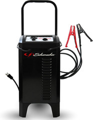 Wheeled Manual 10A Car Battery Charger and 200A Engine Starter, 2-In-1 Solution,