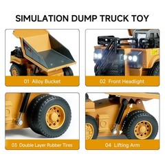 BRRRRT 1/64 RC Dump Truck,Mini Truck Toy,8-Channel Remote Control 6.5 Cm