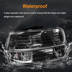 Headlight Assembly, Compatible with 1999 Black Housing Amber Reflector(w/o LED)