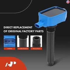 A-Premium Ignition Coil (Blue) with 3-Pins and Iridium Spark Plugs Compatible