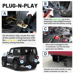 56407 4-Pin Trailer Wiring Harness for 2018-2025 Jeep Wrangler JL/JLU, 2020-2025
