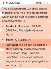 Vintage model Ford Thunderbird Dual Hardtop & Convertible Model Kit Monogram