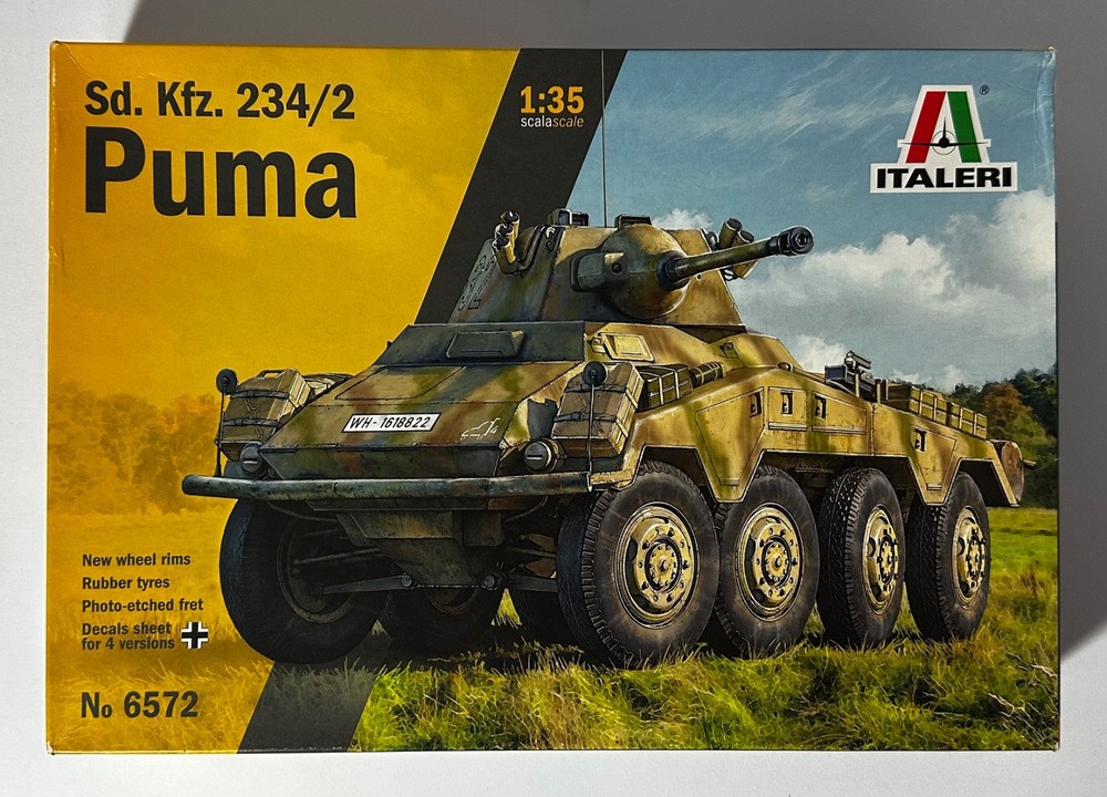 Italeri 6572 1/35 Scale Sd.Kfz. 234/2 Puma w/PE – New Tooling 2022, Parts Sealed