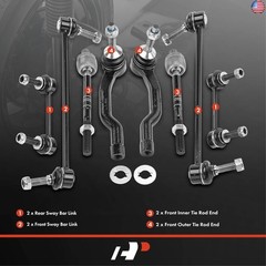 A-Premium Set of 8, Front Inner Outer Tie Rod End, Front and Rear Sway Bar