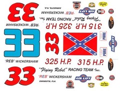 #33 REB Wickersham 1960 1/24th – 1/25th Scale Waterslide Decals