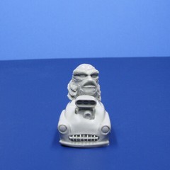 Jimmy Flintstone resin Lil Shitzz “The Creature” aboard a ’49 Merc LS6