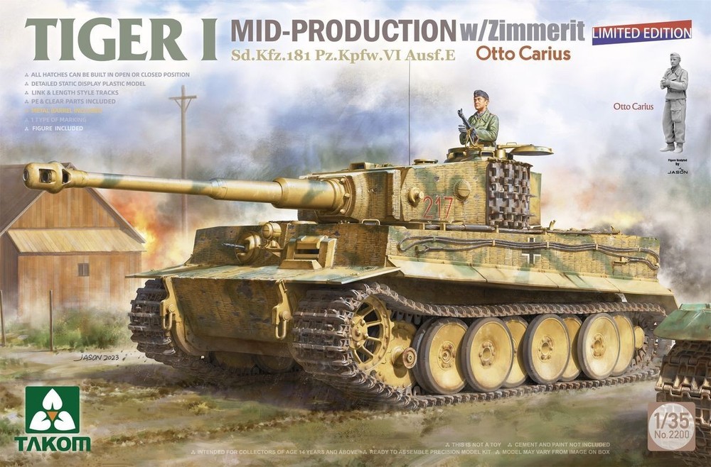 TAKOM 2200 1/35 Sd.Kfz.181 Tiger I Mid-Production w/Zimmerit (Otto Carius)