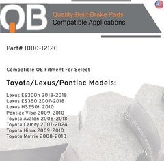 QB by QUALITY-BUILT Ceramic Rear Brake Pads 1000-1212C Compatible with