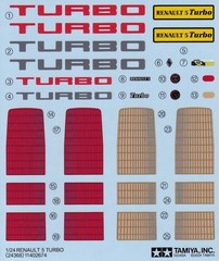 Tamiya’s Decals for 1/24 RENAULT 5 TURBO .Item24368 from Japan
