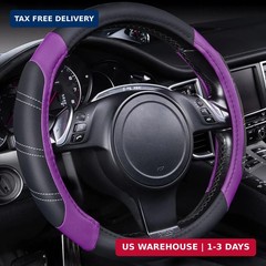 CAR PASS Line Rider Microfiber Leather Sporty 14.5-15 inch Steering Wheel Cover