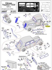 CITROEN TRACTION 11CV PHOTO-ETCHED UPGRADE SET(for TAMIYA) #35231 1/35 ABER