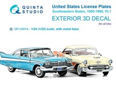 Quinta Studio 1/24 1/25 Metal License Plates AR LA WV SC MS FL AL KY TN GA 50’s