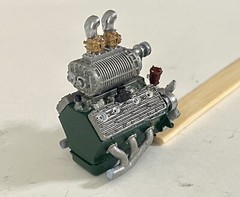 Resin Supercharged Ford Flathead engine for scale model cars, 1/24 1/25 scale.