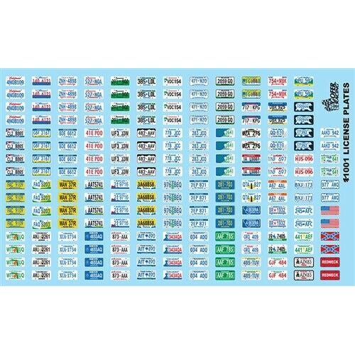 Gofer Racing 1/24 License Plate Waterslide Decals 11001-R