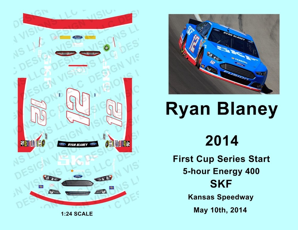 2014 #12 – 1:24 Waterslide Decals – Ryan Blaney – First Cup Series Start