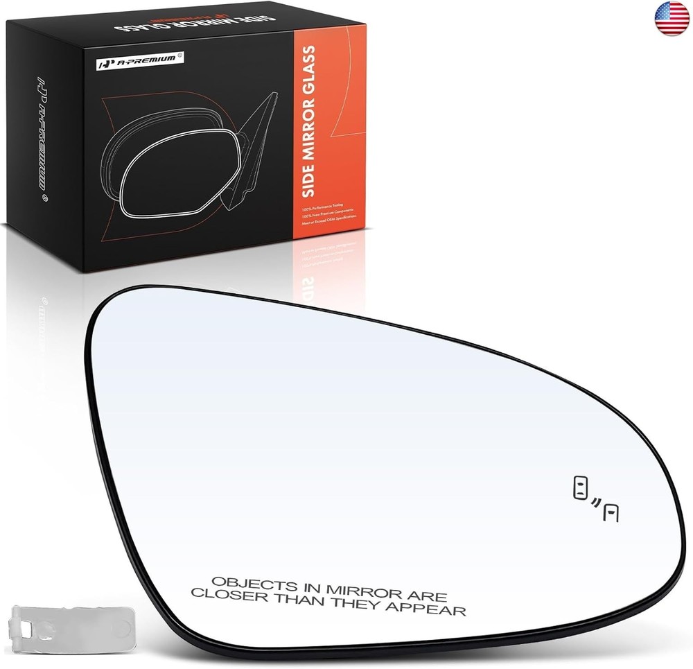 A-Premium Right Passenger Side Heated Mirror Glass with Backing Plate –