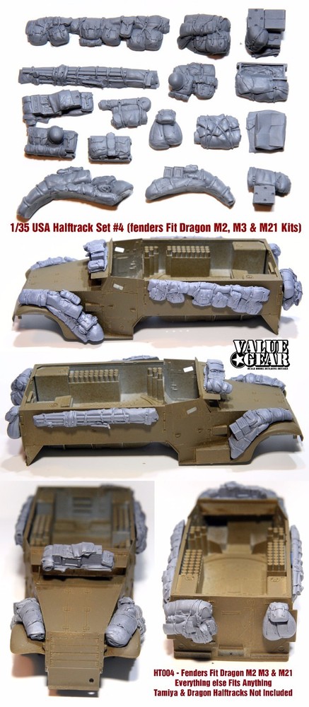 1/35 Halftrack Fender & Pack Set #4 USA WWII (Fits Dragon M2 M3 M21)- Value Gear
