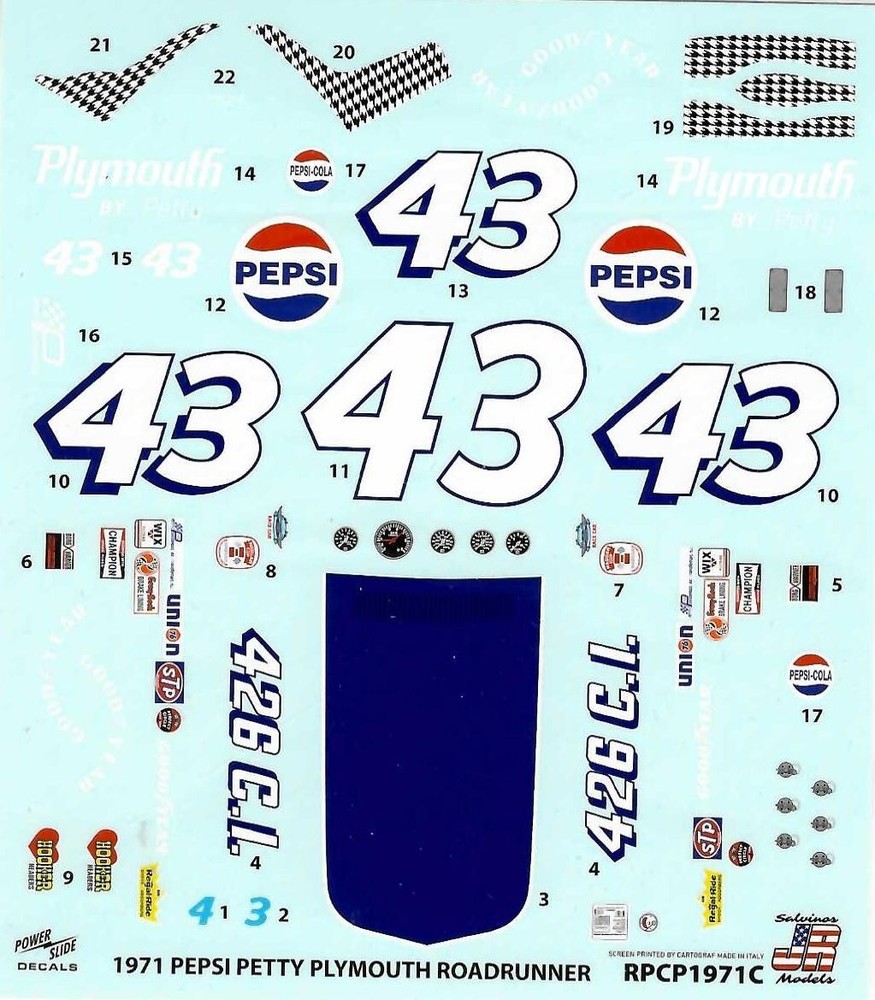 Powerslide #43 Pepsi 1971 Richard Petty 1/25 decal