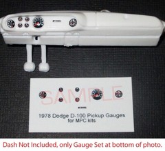 1978 DODGE D-100 LIL RED EXPRESS WARLOCK GAUGE FACES for 1/25 scale MPC — READ