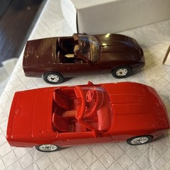 Lot of 2 Corvette Convertibles Promo Cars, 1988 Maroon And 1990 Red Ertl