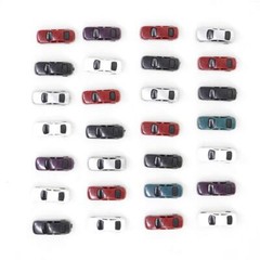 12pcs 1:250-300 Miniature Cars Model Toys Painted ABS Vehicle for Railway Train~