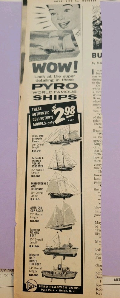 vintage Pyro model Ship kits Advertisment