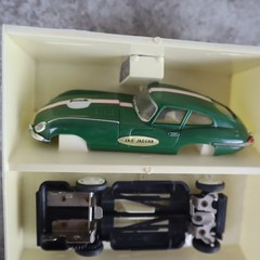 VTG 1/43 SLOT CAR MOTORIFIC BLUE JAGUAR XKE BY IDEAL 1960’S HONG KONG NEW