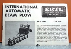 1/25 ERTL INTERNATIONAL AUTOMATIC BEAM PLOW # 8011 (INSTRUCTIONS ONLY)