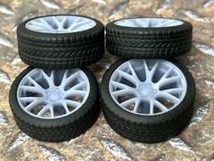 Resin 21/20 Inch: “Dodge Challenger Hellcat” Model car Wheels/Tires 1/24 scale