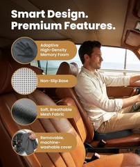 Everlasting Comfort Memory Foam Seat Cushion for Office, Travel and Home – Gray.