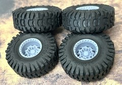 1/24 Scale: 15-Inch “KMC Summit” Wheels W/ Huge 35-inch Mud Tires. Resin