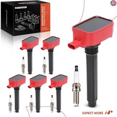 A-Premium Ignition Coil (Red) with 3-Pins and Iridium Spark Plugs Compatible