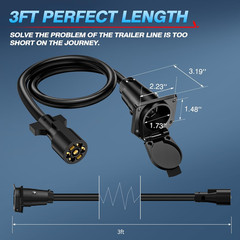 7 Way Trailer Plug Socket Extension Cable 7 Blade Trailer Wiring Connector Cord
