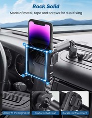 JOYTUTUS Metal Dash Mount Phone Holder Compatible with 2011-2018 Wrangler JK(Not