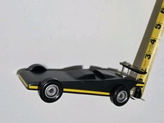 Vtg Pinewood Derby Custom Weighted Race Car Wood Racer OOAK Green Yellow Nickel