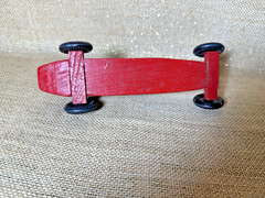 Vintage Pinewood Derby Race Car Wooden Handpainted Red Grand Prix boy scouts