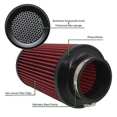 3 3.5 4 inch Cold Air Intake Filter 76mm 89mm 101mm Performance Cone B-4in-Red
