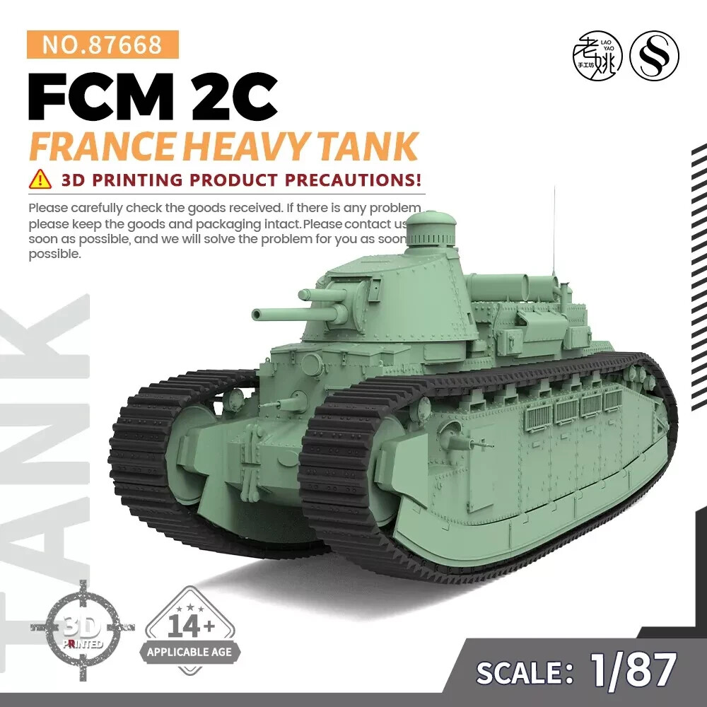 SSMODEL SS87668 1/87 Military Model Kit France FCM 2C Heavy Tank