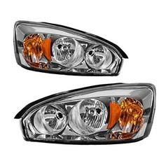 Headlight Assembly Compatible with 2004 2005 Amber-Chrome/for 2004-2007 Malibu