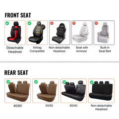Seat Covers, Universal Car Seat Covers Full Set Seats, Front and Rear Seat, 9Pcs