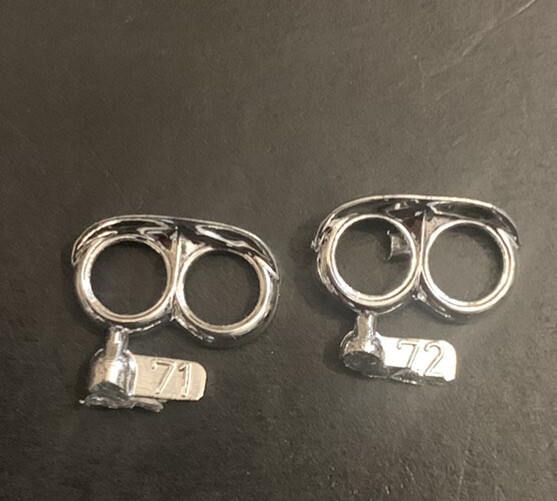 58 Chevy Impala HEADLIGHT BEZELS 1649 Rev Model Car Parts COMBINE PARTS SAVE $