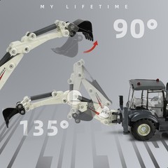1/50 Scale Die-Cast Backhoe Loader Excavator Model – Dual-Function Construction
